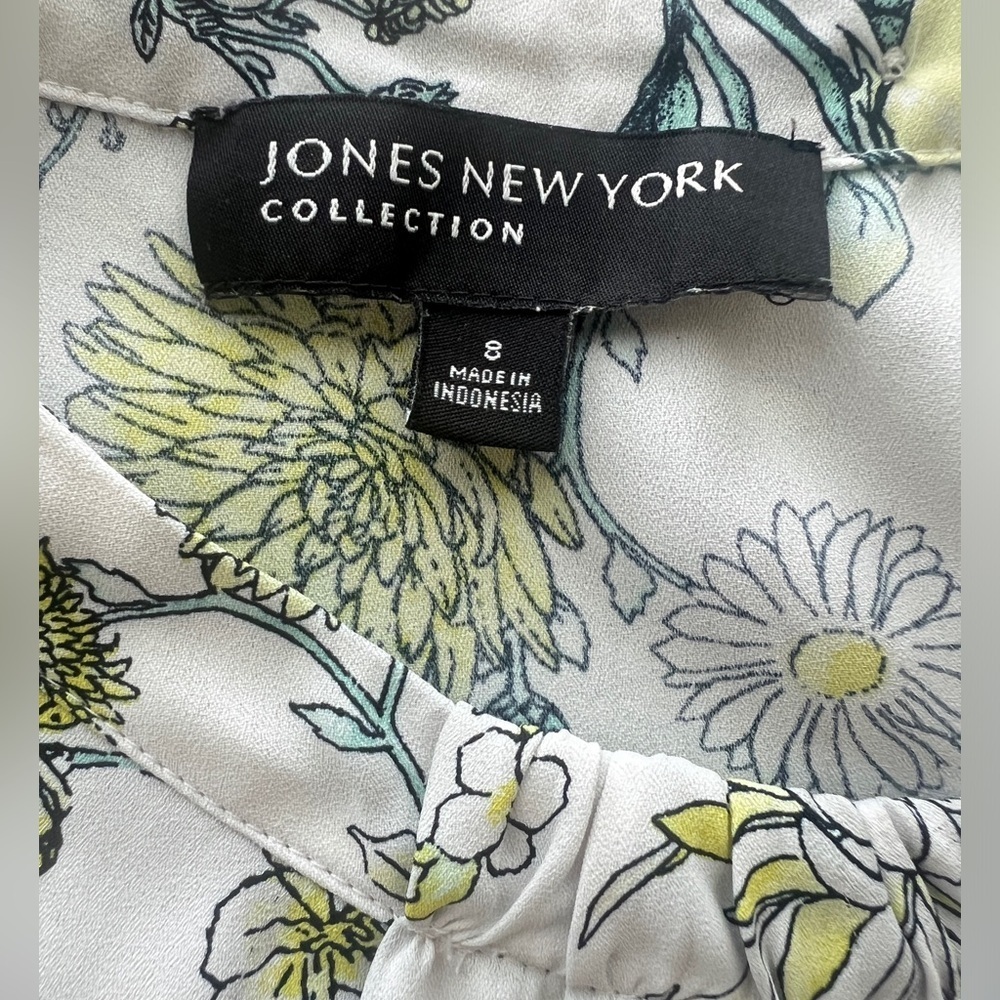 Jones New York Sleeveless Blue and Green Tunic with Tie Front - Picture 6 of 6